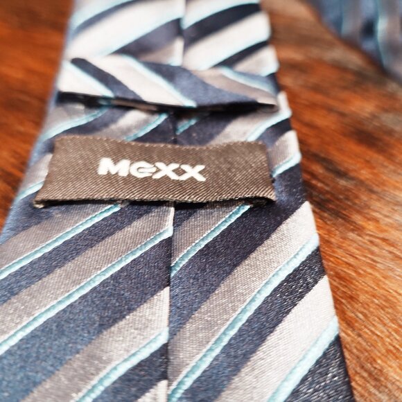 Mexx Blue Striped Silk Tie - Picture 3 of 4
